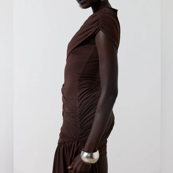 DE LA VALI ravenna mini dress In Brown Jersey - Picture 6 of 15